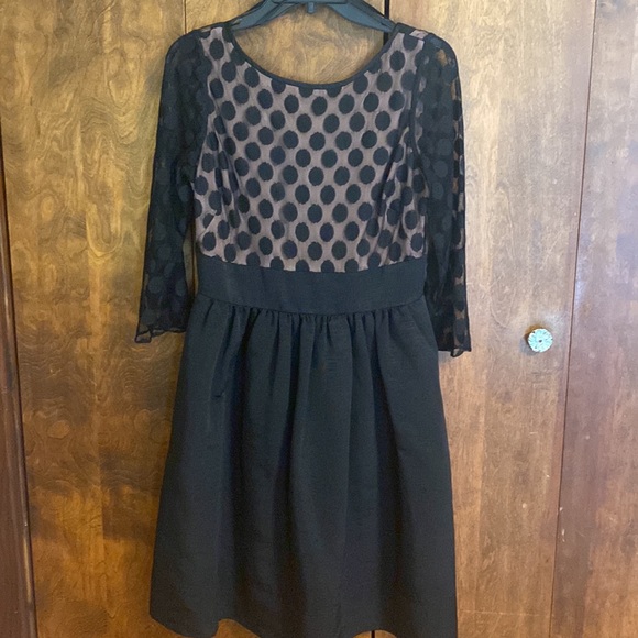 Gorgeous Eliza J black sheer mesh polka dot fit and flare, size 8 - Picture 6 of 12